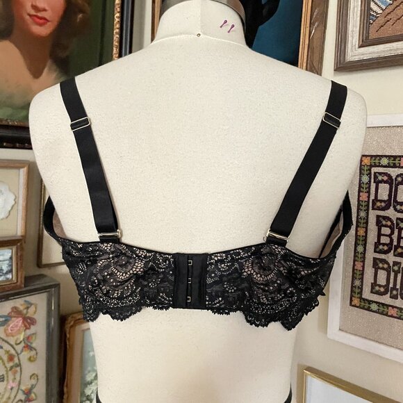 Thirdlove Black Lace Nylon Spandex Underwire Balconette Bra 44F - Picture 3 of 4